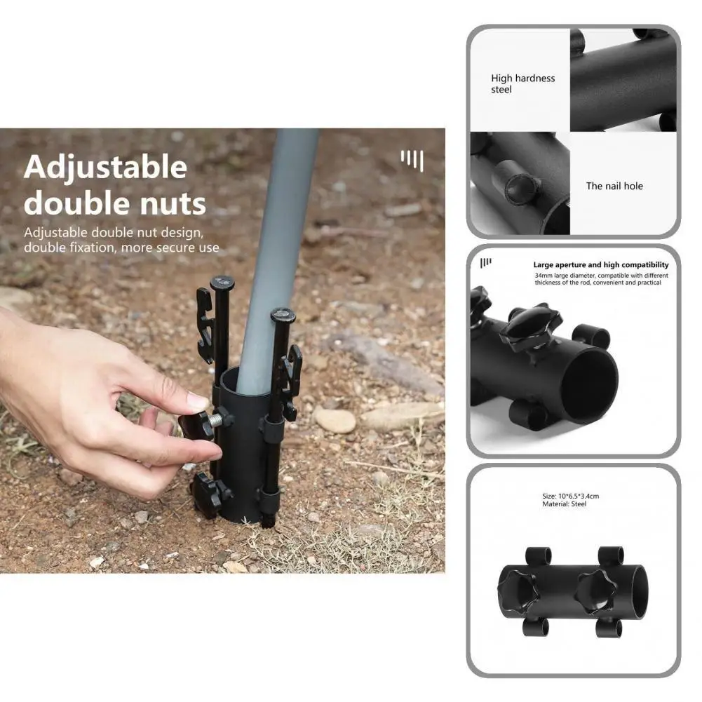 

Canopy Pole Holder Widely Used Tent Rod Fixed Tube Black Stable Practical Adjustable Double Nuts Awning Rod Holder