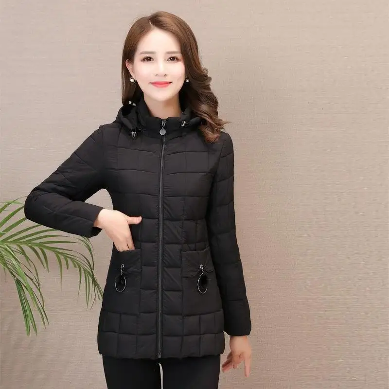 2019 зимняя женская парка пуховое хлопковое пальто Женская Повседневная клетчатая