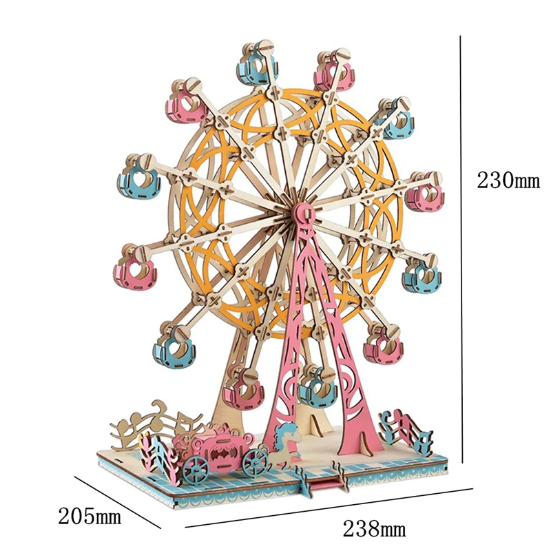 

DIY 3D Laser Cutting Wooden Ferris Wheel Puzzle Game Gift for Children Kids Model Building Kits Hand Made Jigsaw Toy