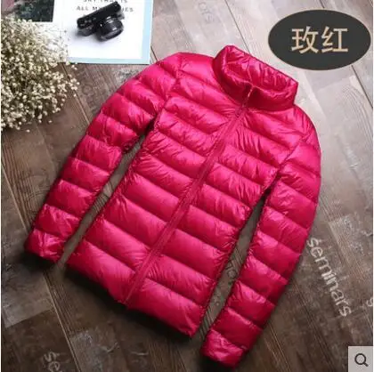 Rose Red Осенне-зимняя женская куртка, белый пуховик на утином пуху, женское облегающее теплое пальто, женское сверхлегкое пуховое пальто с длинным рукавом, Женское пальто, большие размеры 5X - Цвет: Rose Red