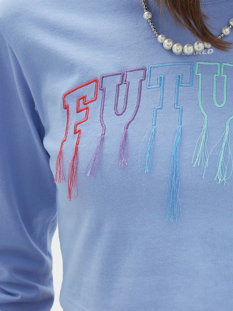 

Harajuku Embroidery Long Sleeve Casual T-Shirt Girl Women Hip Hop Korean Navel Bare Cropped Streetwear 2021 Spring Sexy Tees