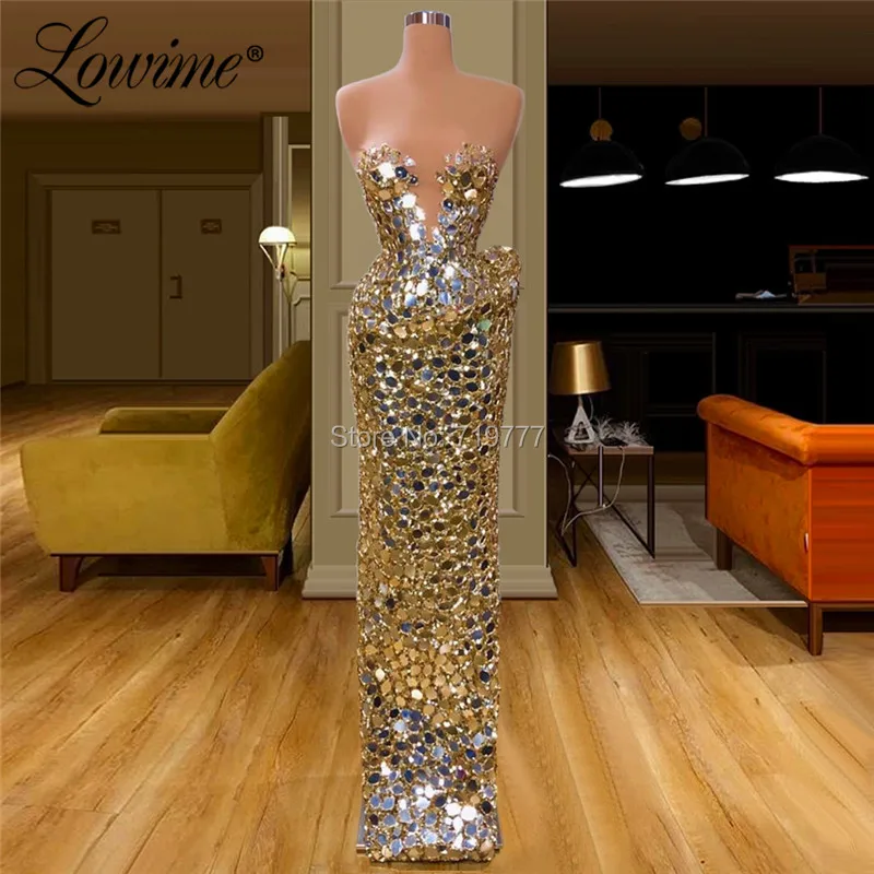 Vestidos Beaded Sequined Evening Dresses 2020 Mermaid Prom Dresses Arabic Party Gowns Custom Made Robe De Soiree Formal Dress
