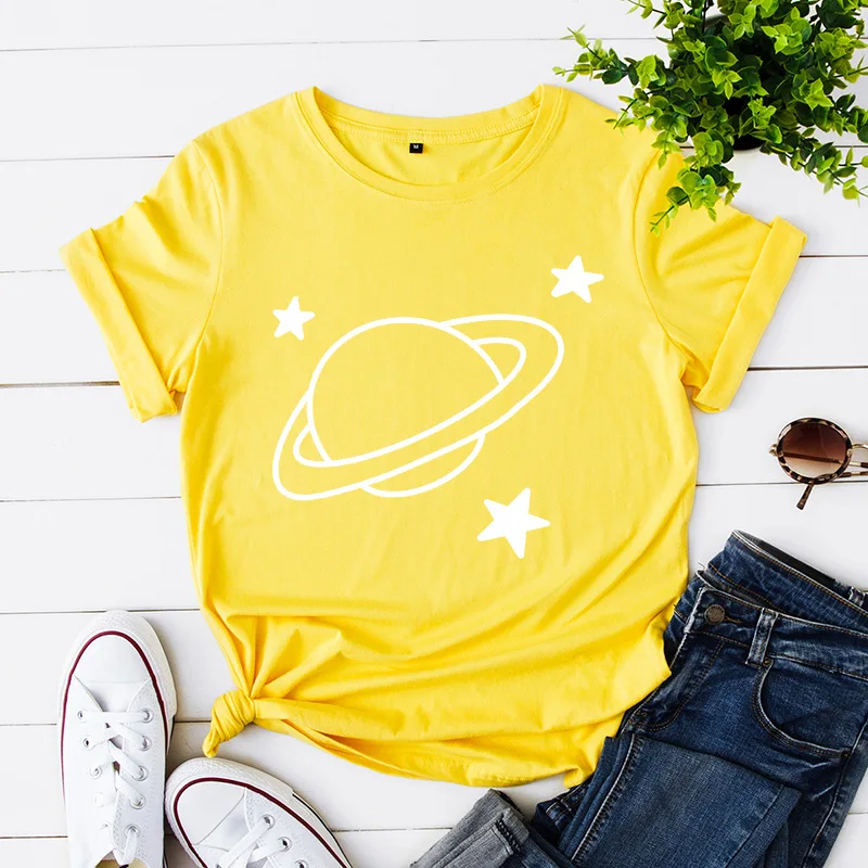 

2020 Fashion Print Short Sleeve T-shirt Kawaii Harajuku Girl Tops Save Planet Graphic Tees Women Cotton T Shirt Dropshipping