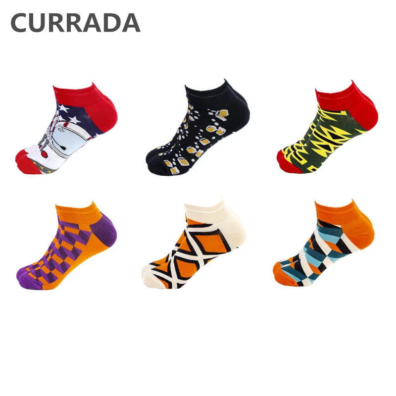 6 пар/лот мужские забавные носки до щиколотки новые летние повседневные следки в