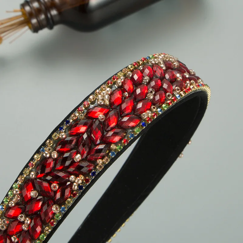 

2021 New Crystal Headband Full Rhinestone Padded Hair Hoop Sparkly Luxury Diamond Hairbands Women Hair Accessories Headdress