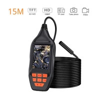 8mm digital endoscope pipe sewer inspection camera 1080p hd borescope 3%e2%80%9d lcd screen with 6 led for car inspection with 15m cable