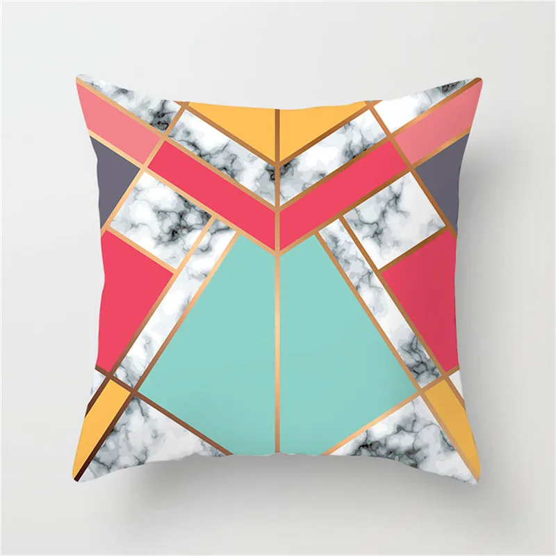 Fuwatacchi Geometric Cushion Cover Marble Rose Gold Line Patchwork Pillow for Home Sofa Chair Plaid Decorative Pillowcases | Дом и сад