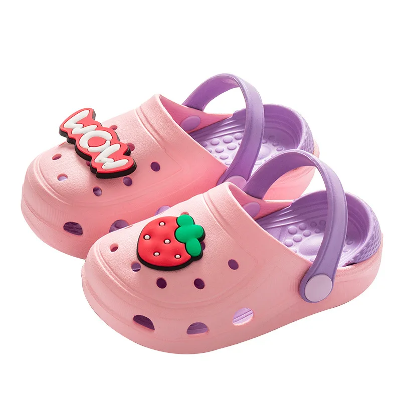 

Summer Children's Slippers Cute Cartoon Fruit Home Shoes Kids Toddler Baby Outdoor EVA Non-Slip Flat Heels Beach Hole Sandals