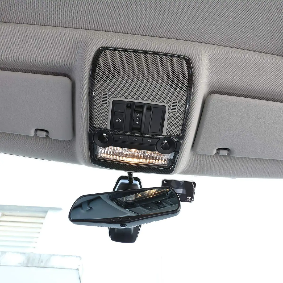 Мягкий карбоновый автомобильный передний ряд лампа для чтения рамка накладка