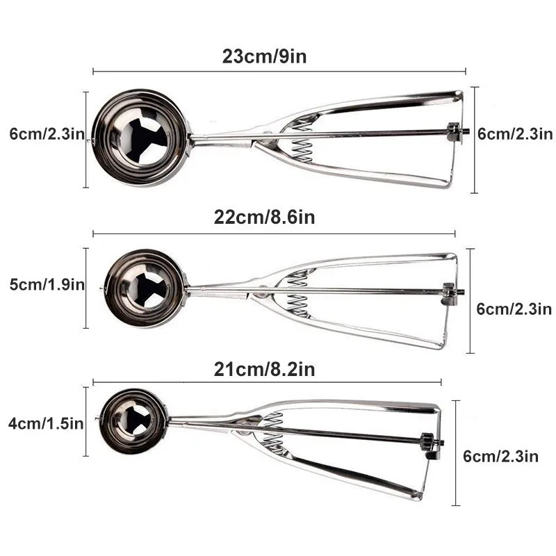 MESNUG Multi-purpose Stainless Steel Ice Cream Scoop Ergonomic Comfort Handles Hands-Free Food Release Cookie Ice Cream Scoop