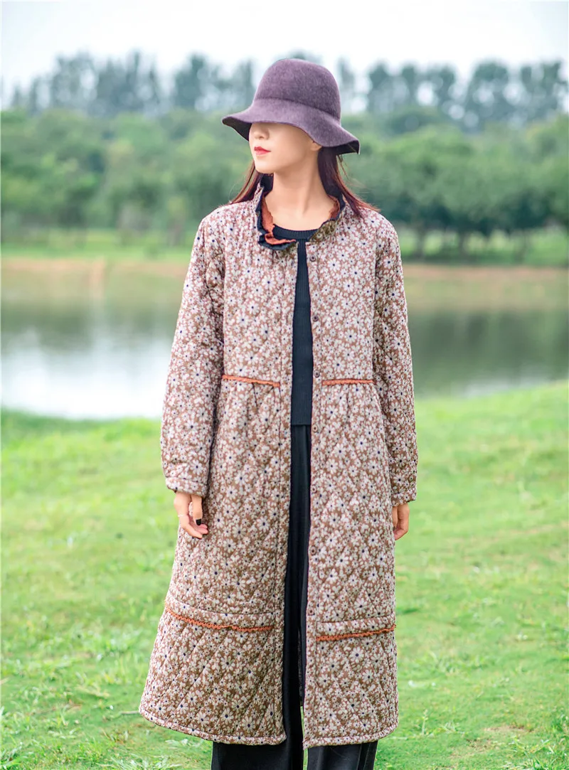 Платье с длинными рукавами в национальном стиле сезон осень зима Новинка