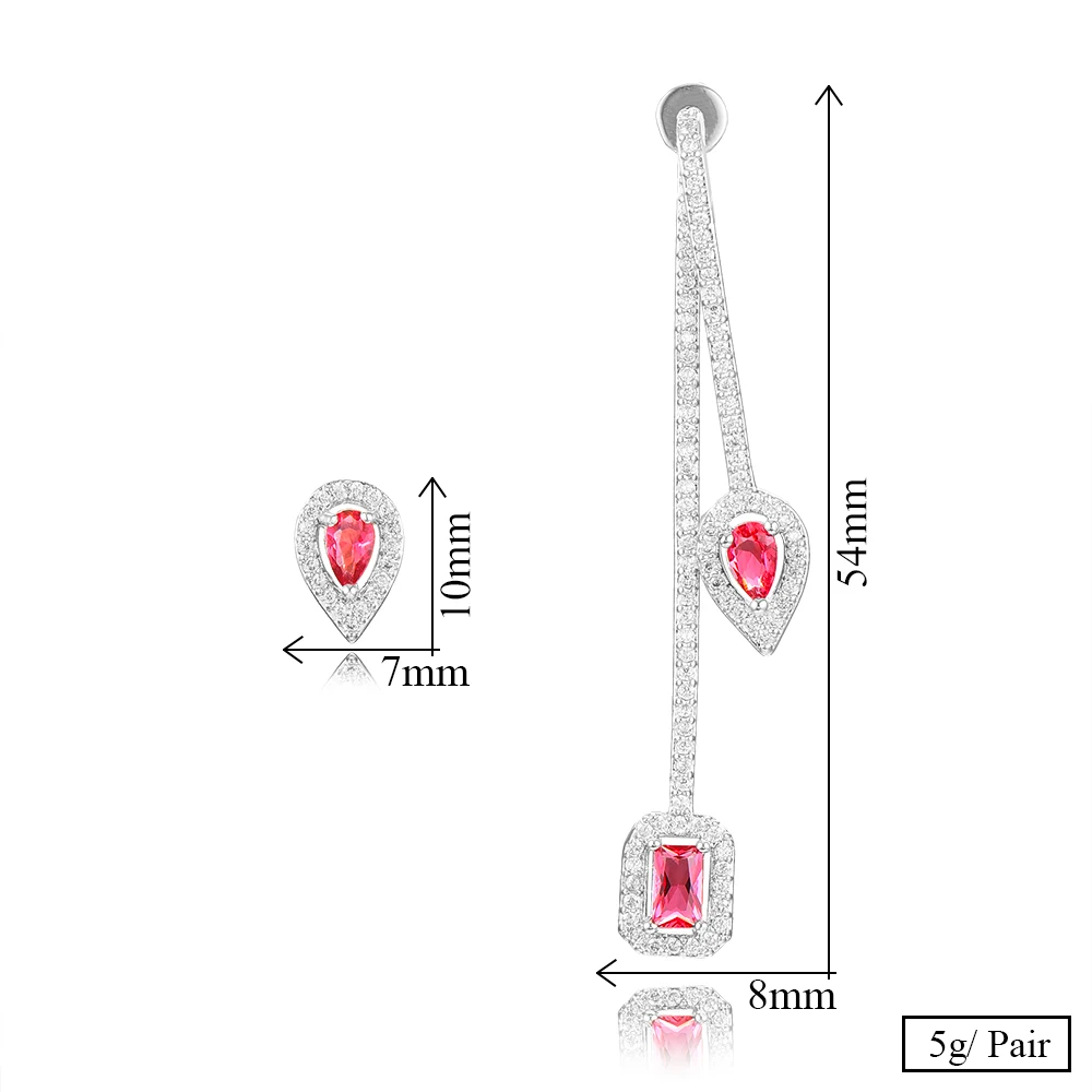 

missvikki Exclusive Clear Shiny CZ Asymmetrical Drop Earrings for Women Bride Wedding Party Show Earring Jewelry Romantic Gift