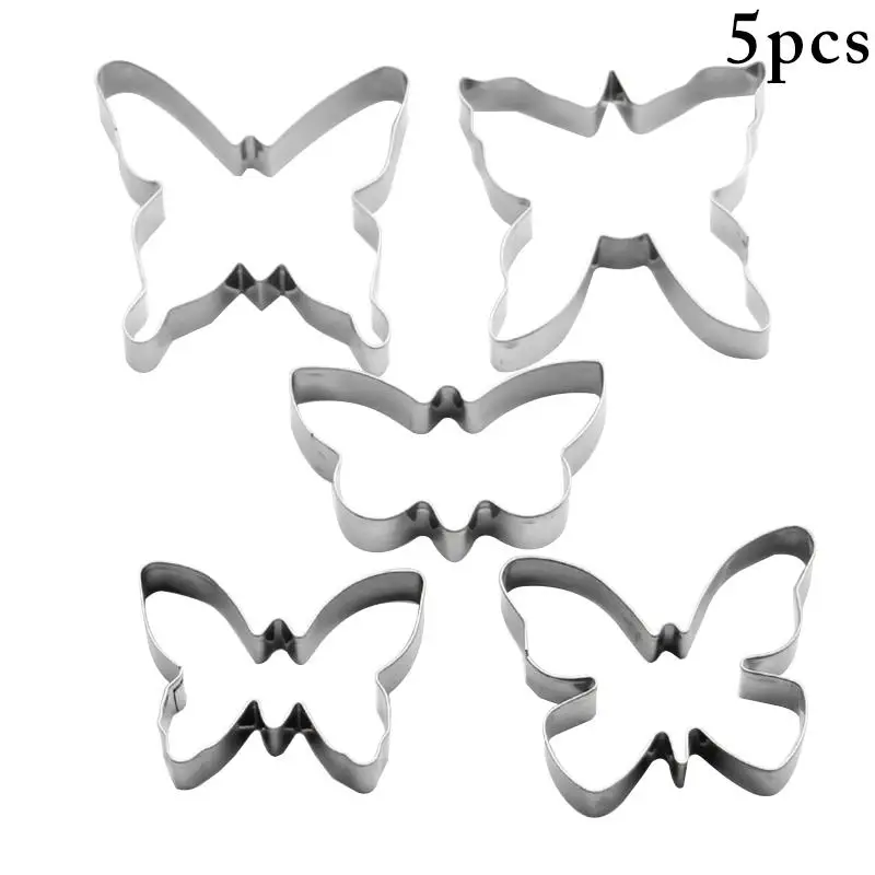 

5Pcs/Set Butterfly Shape Cookie Cutter DIY Stainless Steel Clay Mold Cute Biscuit Mold DIY Baking Tools Accessories