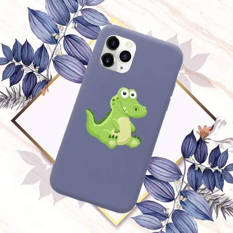 

Cute Cartoon Crocodile Phone Case Purple Candy Color for iPhone 11 12 mini pro XS MAX 8 7 6 6S Plus X SE 2020 XR