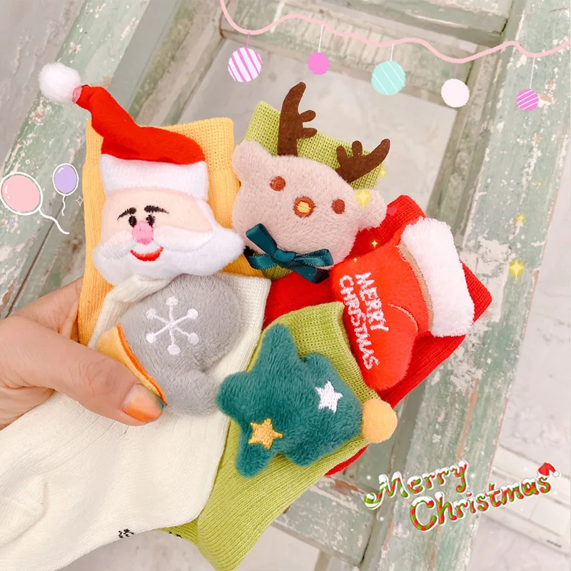 Новогодние Детские рождественские носки с 3D рисунком детские милые хлопковые
