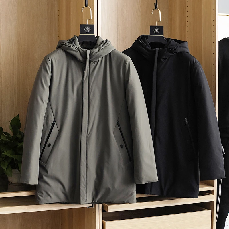 2021 winter men's clothing thicken warm men's jacket hooded men's mid-length coat fashionable cotton jacket