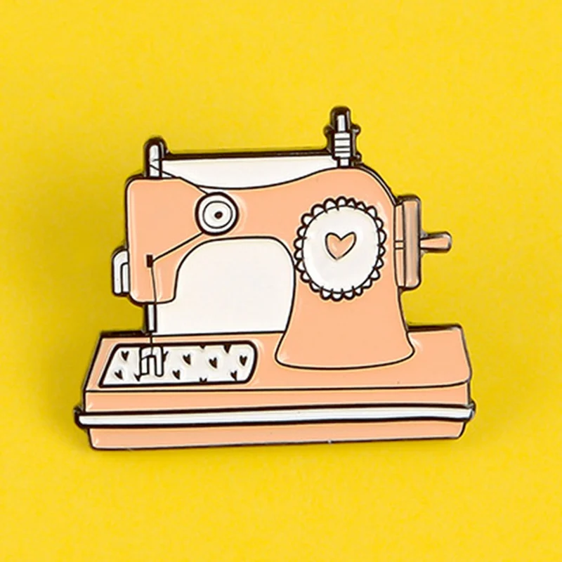 Мультфильм оранжевый швейная машина эмаль на булавке милый сердце Швейные