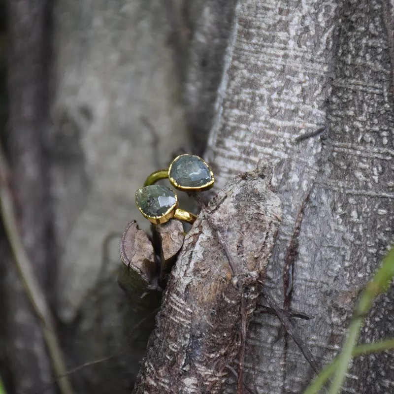 

Personalised labradorite ring, adjustable daily style tamao ring