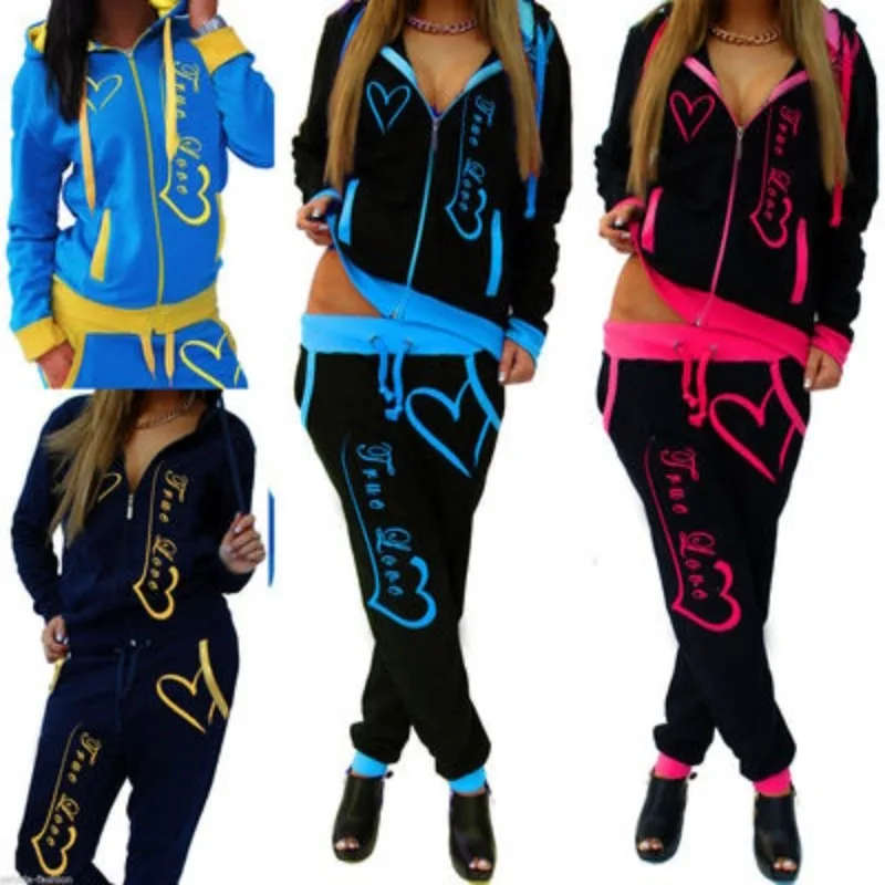 Zogaa 2021 Women 2pcs Sportwear Autumn Winter Female Suit Fashion Hooded Joggers Women's Sports Sets Womens Tracksuit Set |