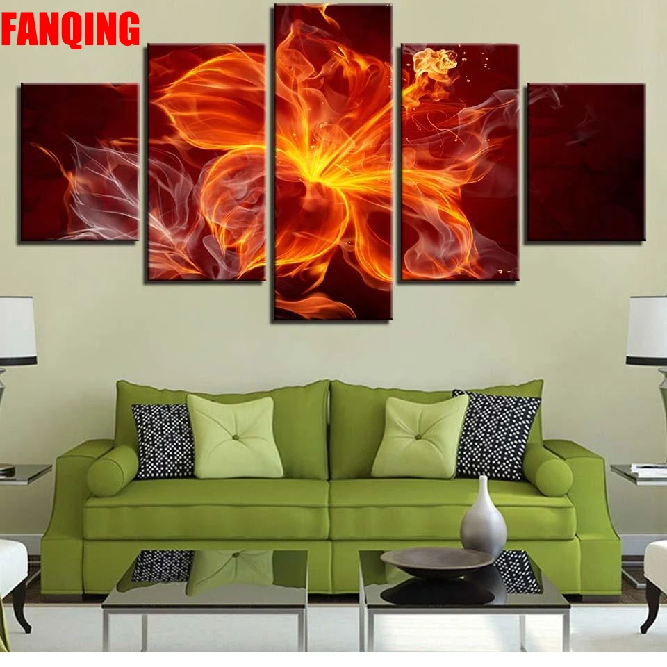 

Полная квадратная круглая Алмазная вышивка, золотые цветы лилии, 5D «сделай сам», алмазная живопись, мозаика, абстрактное искусство, 5 шт., дом...