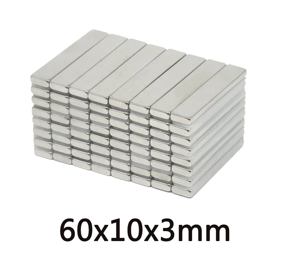 2 ~ 100PCS60x10x3 N35 квадрат лист магнит мощный полоса магниты 60x10x3 мм NdFeB сильные