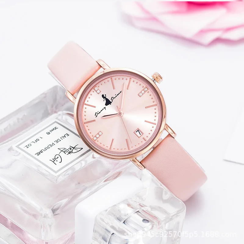 Брендовые женские наручные часы disney из натуральной кожи водонепроницаемые