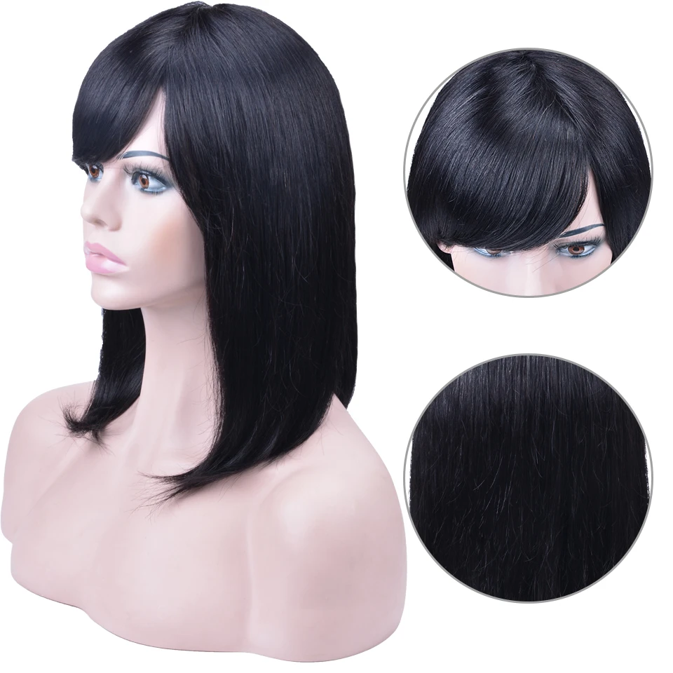 Бразильские прямые волосы парик с челкой короткие человеческие боб парики