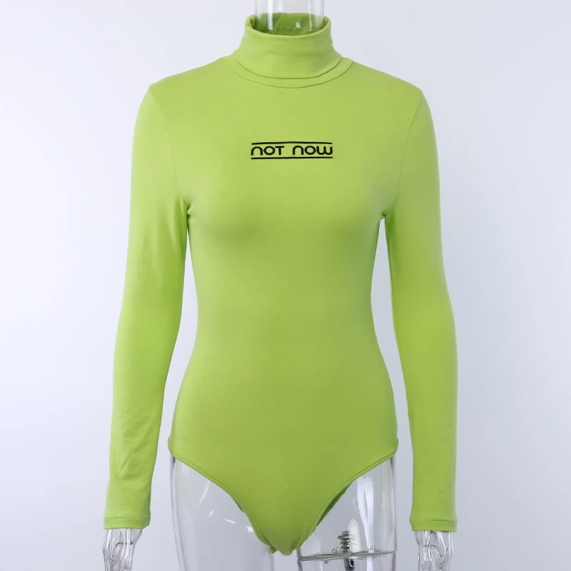 Боди WannaThis женское с длинным рукавом теплый Облегающий комбинезон надписью