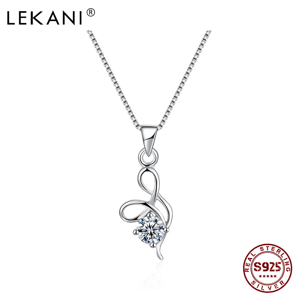

LEKANI Sterling Silver 925 Jewelry Creative Knot Design Pendant Necklaces For Women Small Cute 5A Cubic Zirconia Necklace