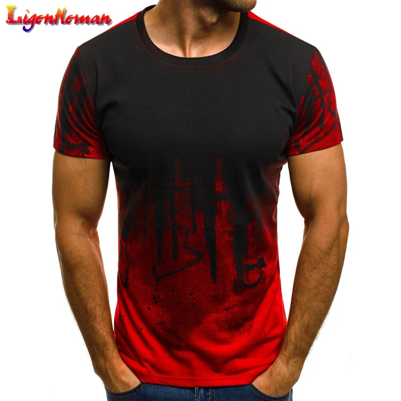 Футболка мужская с принтом чернил одежда в стиле хип хоп коротким рукавом