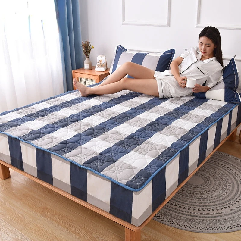 

Cotton Thicken Quilted Mattress Cover Anti-bacterial Mattress Protector Topper Pad Soft Fitted Sheet Not Including Pillowcase