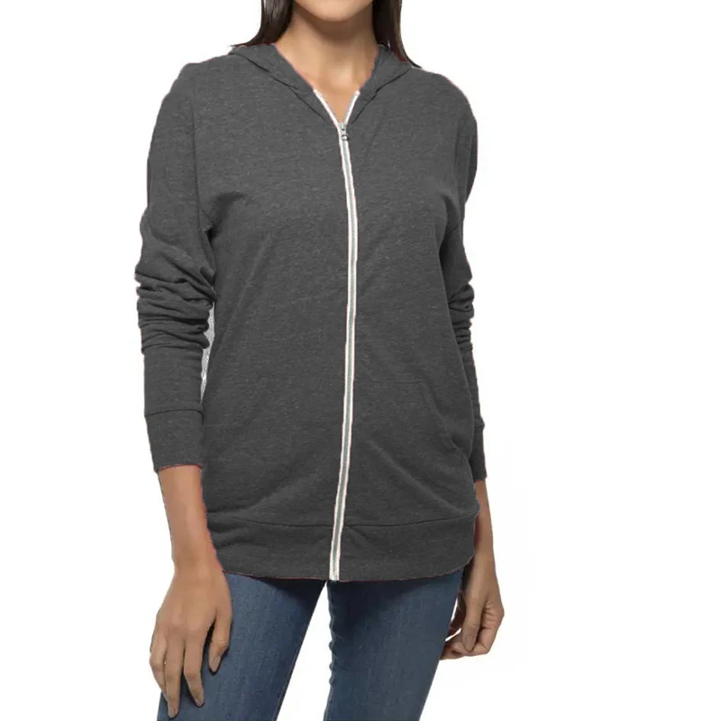 Женская повседневная толстовка на молнии однотонная Толстовка с длинным рукавом