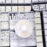 1 5 6mm roundhalf pearl beads 12girds box luxury abs white heart pearl jewelry nail pearls korean nail parts japanese nail art