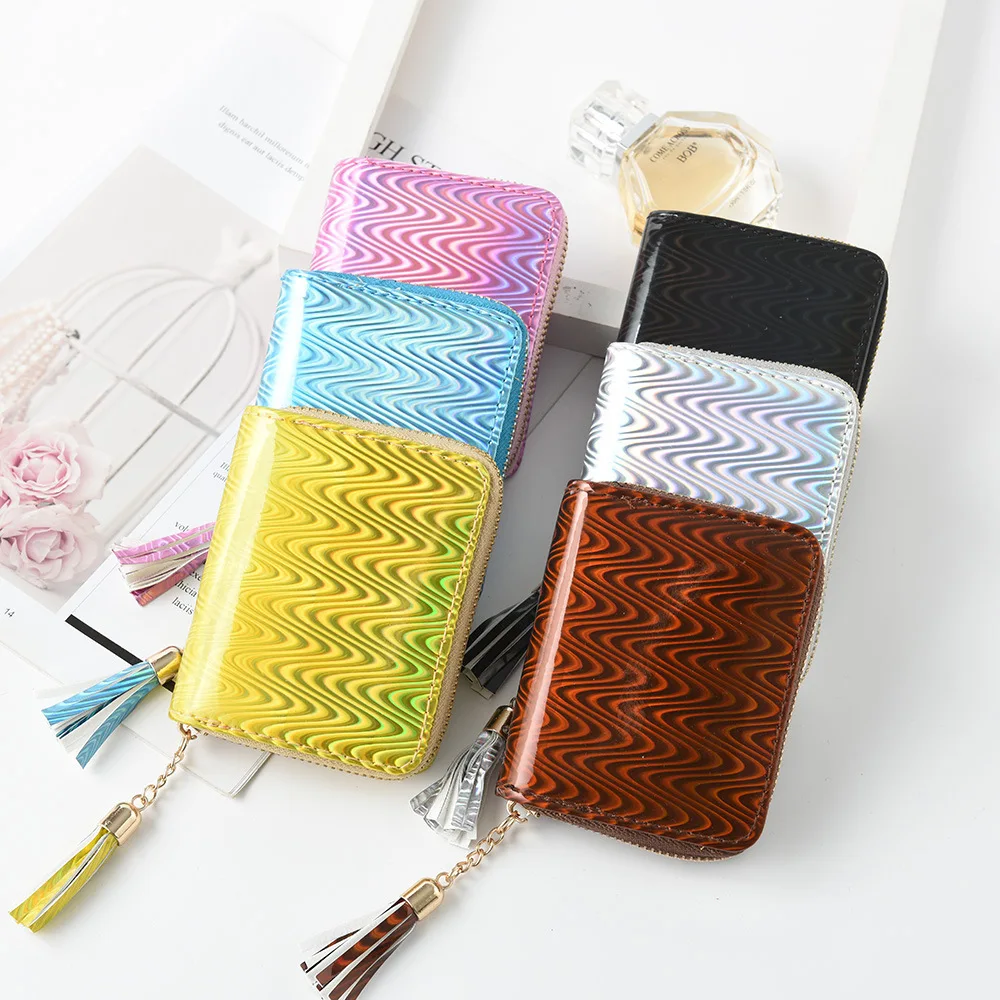 New Laser Short Women Wallet Mini Purse Portfel Holographic Small Zipper Coin ID Card Holder Cartera Mujer | Багаж и сумки