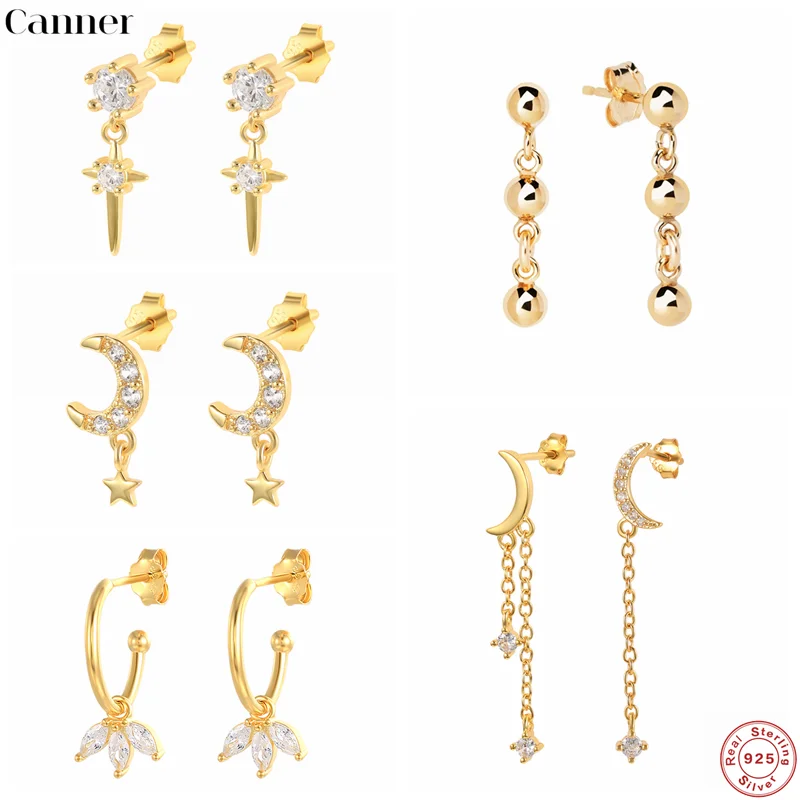 

Canner Huggie Earrings For Women Sterling Silver Creative Star Evil Eye Zircon Earrings Piercing Jewelry pendientes plata 925 W5