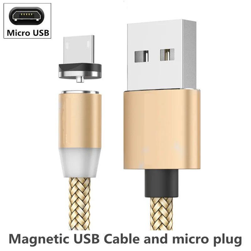 For Micro Gold Магнитный USB кабель type C Micro USB кабель для быстрой зарядки для huawei Y3 Y6 Y5 II A7 J2 PRO Grand prime pro G530 - Цвет: For Micro Gold