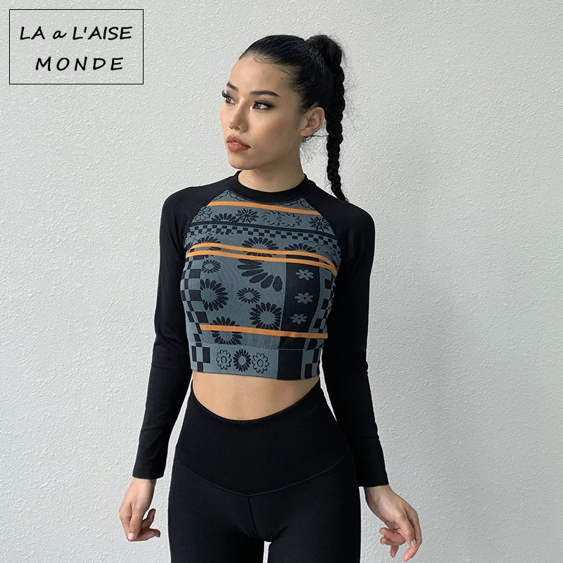 Сексуальный топ для йоги женская рубашка с длинным рукавом спортивная одежда