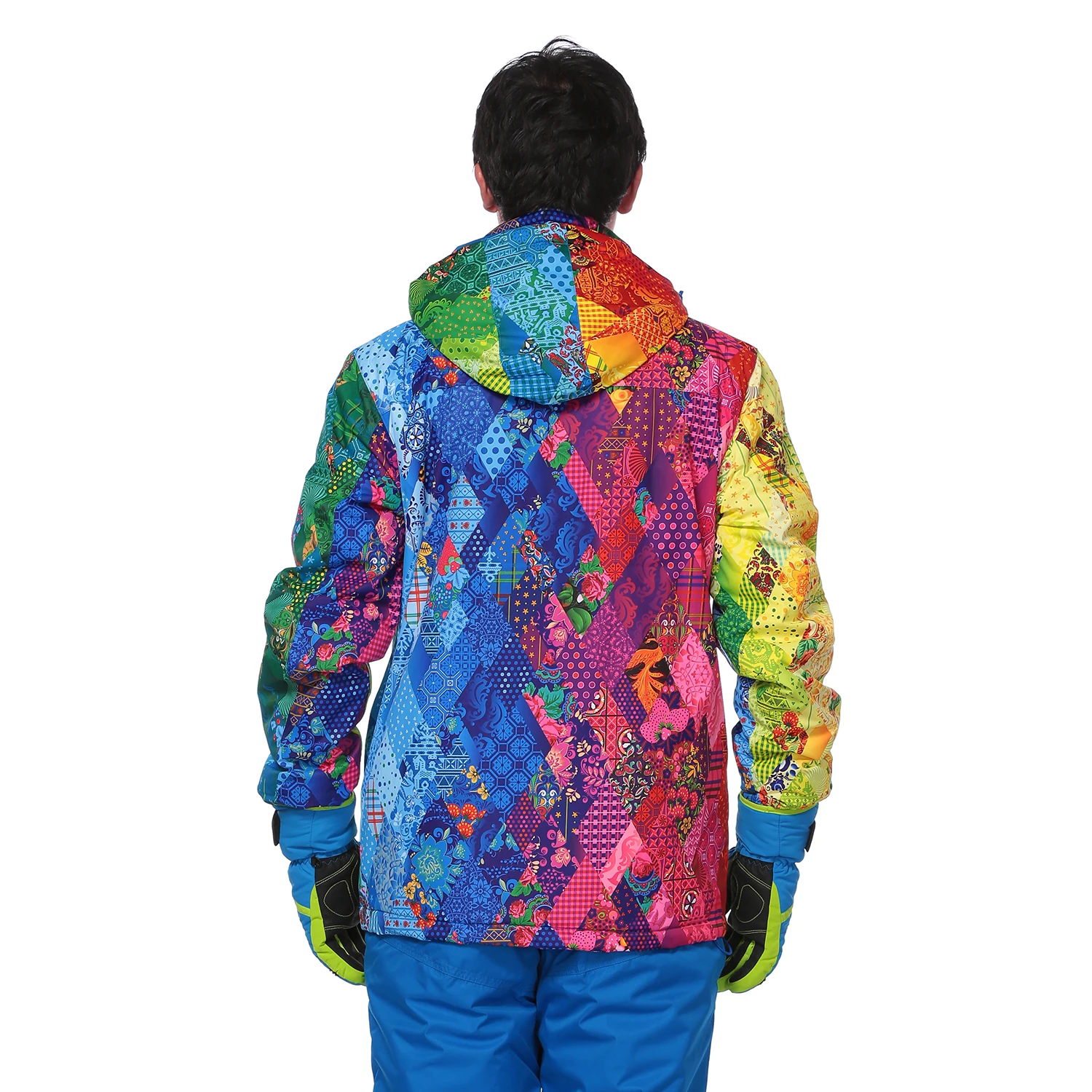 Лыжная куртка мужская водонепроницаемая ветрозащитная теплая плотная для