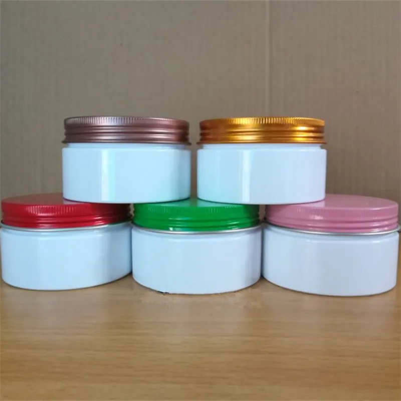 wholesale 100/120/150g empty cream jar white bottle cream Mask powder bath salts containers makeup cosmetic refillable tube
