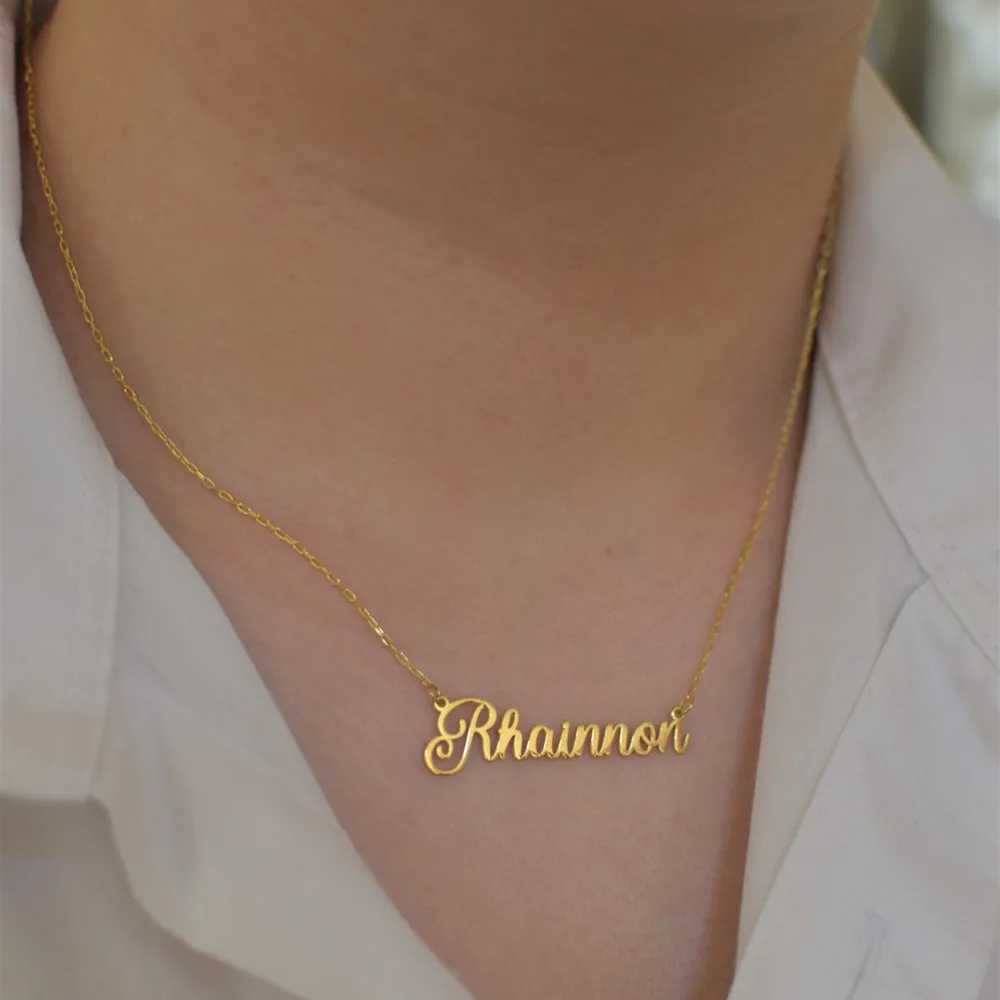 Custom Name Necklace Stainless Steel Gold Choker Personalized Name Nameplate Pendant Necklace Jewelry For Women Gifts