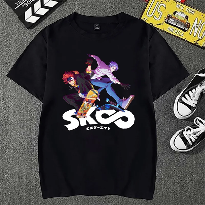 T-shirts-Camiseta Harajuku para hombre, ropa de calle con estampado de dibujos animados de Hip-Hop, SK8, el infinito, informal, Harajuku, manga corta, verano, 2021