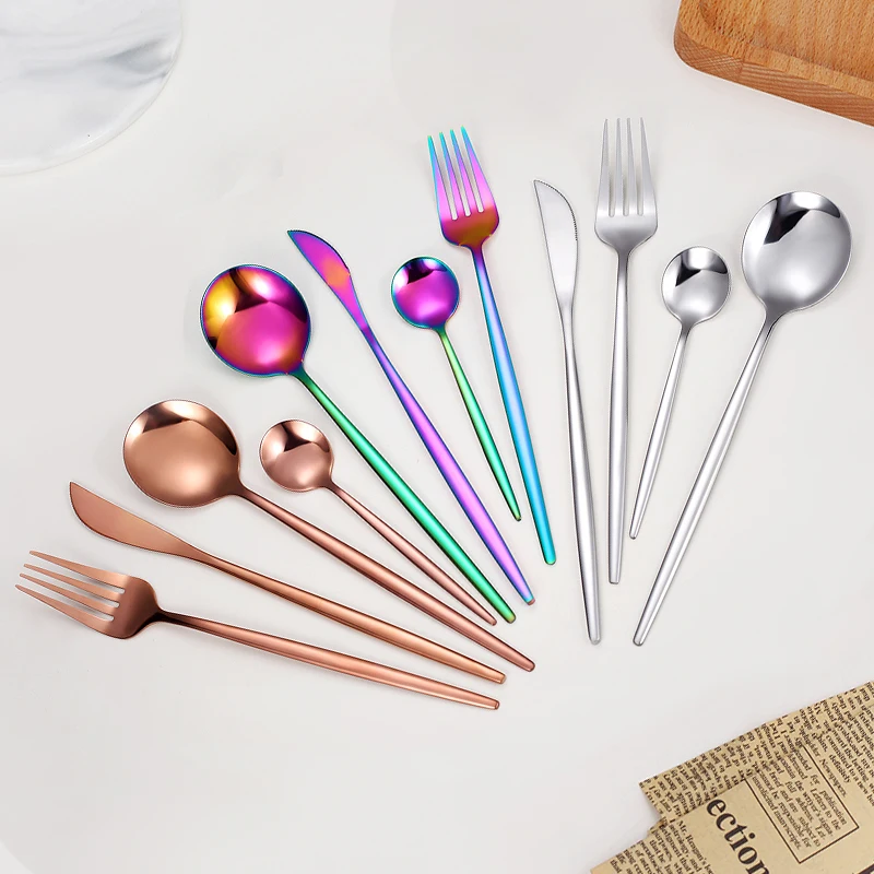 

4Pcs Cutlery Set Knife Spoon Fork Tableware Set Stainless Steel Dinnerware Set Kitchen Flatware Set