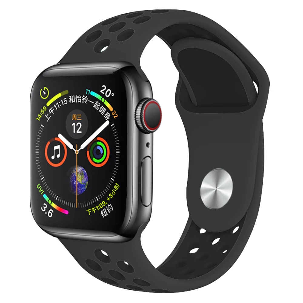 coal black Мягкий силиконовый сменный спортивный ремешок для Apple Watch, 38 мм, 40 мм, серия 1, 2, 3, 4, 5, 42 мм, 44 мм, браслет на запястье, ремешок для iWatch Sports - Цвет ремешка: coal black