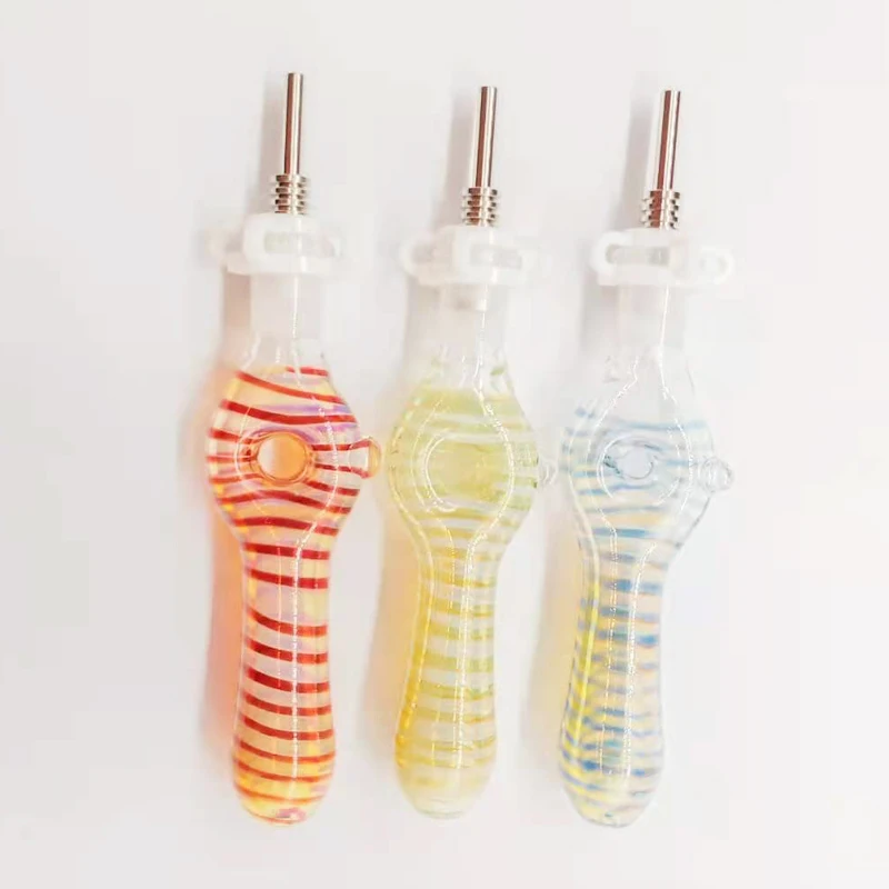 

glass donut smoking honey straw with 10mm titanium tip & Plastic Clip