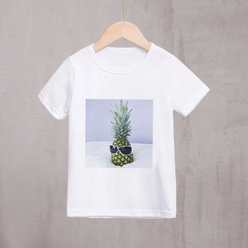 Детская футболка с забавными фруктами и принтом ананасов круглым вырезом