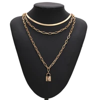 new arrival exaggerated multilayer chain lock pendent necklace chunky thick link punk choker necklace for women jewelry gift