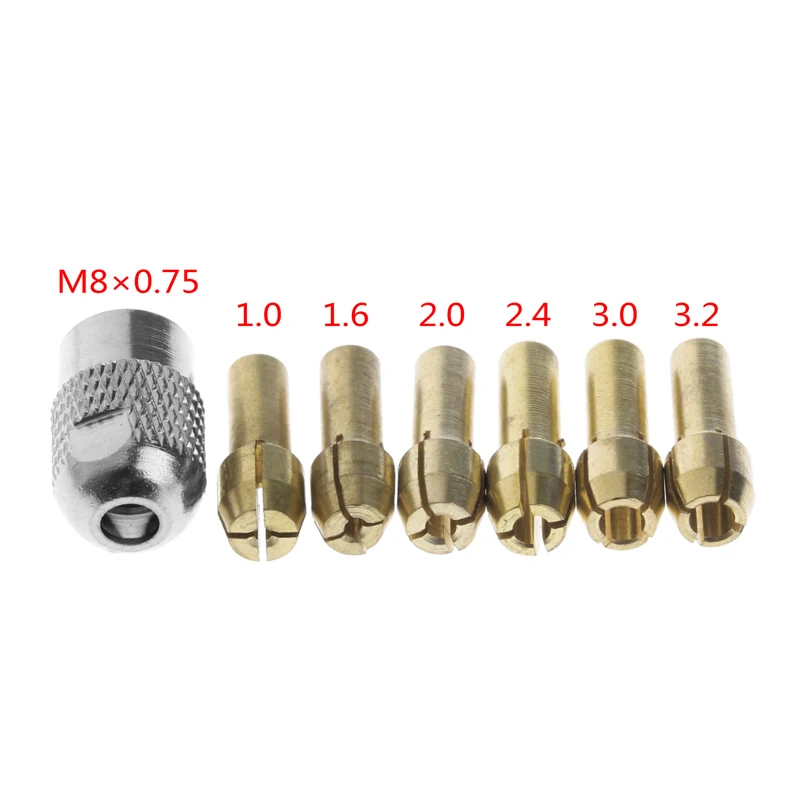 7 шт./лот латунная Цанга dremel 1 0/1 6/2 0/2 4/3 0 + check M8 * 3 2 подходит для вращающихся