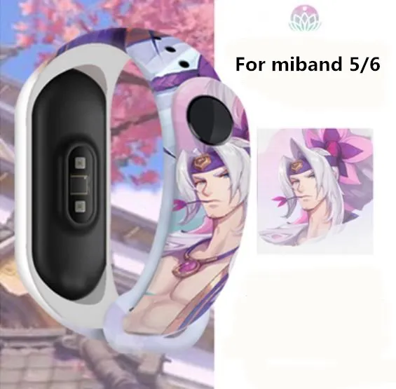 Браслет на запястье для Xiaomi Mi Band 5 6 силиконовый браслет с изображением лисы -