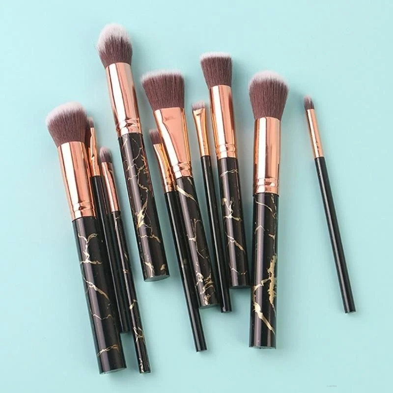 

Portable Marble Set Makeup 10Pcs Brushes Beginners Set of Makeup Brushes Eye Shadow Powder Foundation Eyebrow Beauty Tools