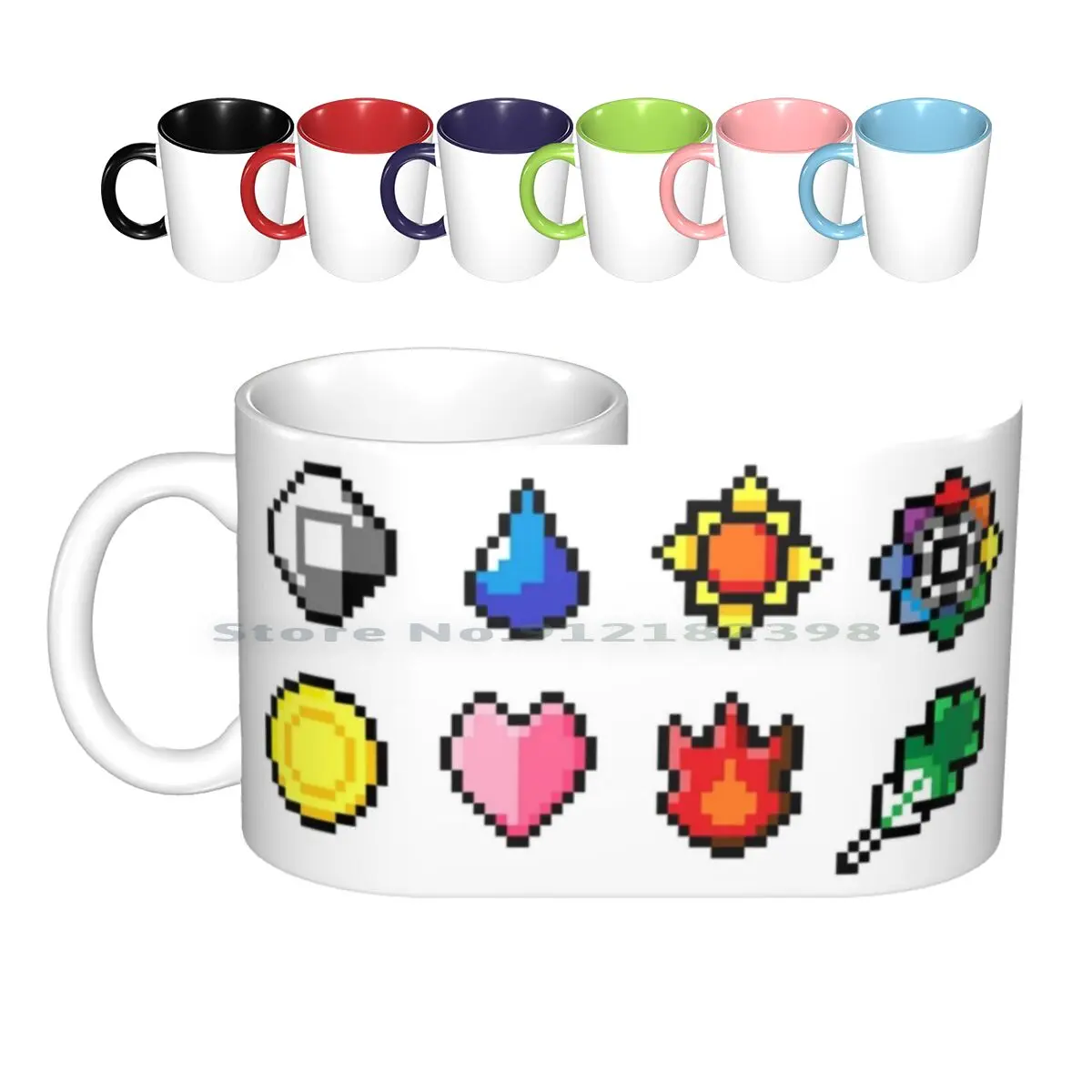 

Indigo League Badges Ceramic Mugs Coffee Cups Milk Tea Mug Ruby Sapphire Retro Pixel Gaming Pop Culture Starter First Gen First